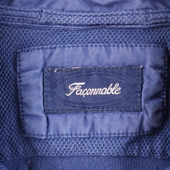 Faconnable Pique Knit Sleeves Back Pocket Mesh XL Button-Down Blue Pocket French - Picture 9 of 16